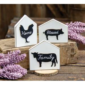 3/Set, Farm Animal Silhouettes House Blocks