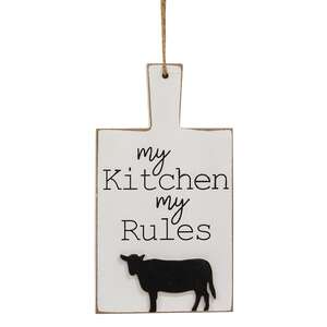 Distressed My Kitchen My Rules Cutting Board Ornament