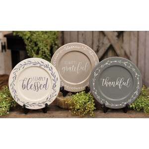 Always Grateful Floral Band Plates, 3 Asstd