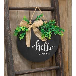 Hello There Round Sign w/Greenery