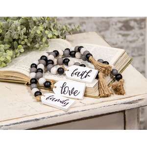 Faith, Love, Family Beaded Tag Hanger, 3 Asstd.