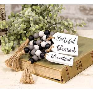 Grateful, Thankful, Blessed Beaded Tag Hanger, 3 Asstd.