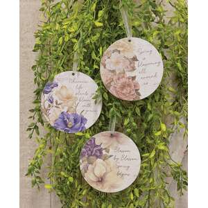 Blossoming Words Vintage Round Ornament, 3 Assstd. 38272;