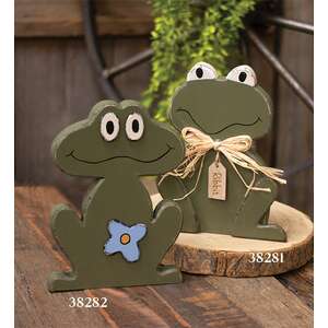 Rustic Wood "Ribbit" Frog Sitter 38281;