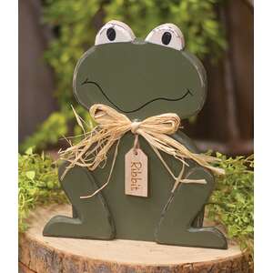 Rustic Wood "Ribbit" Frog Sitter 38281;