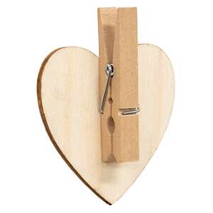 12 Set - Wooden Gold Tipped Heart Clips