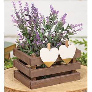 12 Set - Wooden Gold Tipped Heart Clips