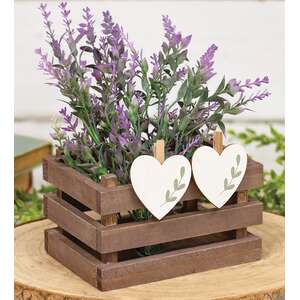 12 Set - Wooden Leaf Sprig Heart Clips