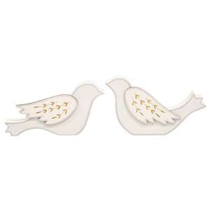 2 Set - Gold Leaf Wooden Dove Sitters
