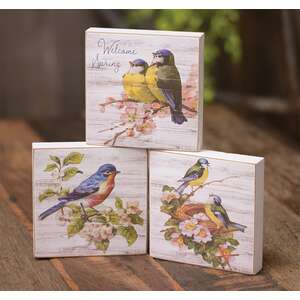 Welcome Spring Bluebird Square Block, 3 Asstd. 38563;