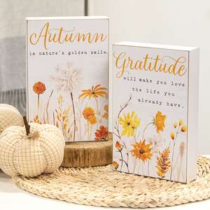 Golden Fall Wildflowers Box Signs, 2 Asstd. 38633Golden Fall Wildflowers Box Signs, 2 Asstd. 38633;