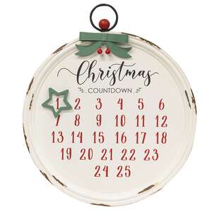 Distressed Christmas Bulb Countdown Calendar w/Star Magnet 65184;