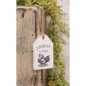 Country Living Chicken Wood Tag