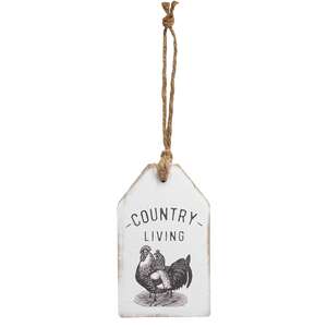 Country Living Chicken Wood Tag