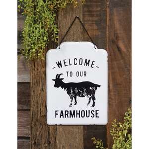 Welcome To Our Farmhouse Metal Hanging Sign