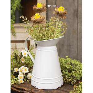 Shabby Chic White Metal Water Pitcher 70187;