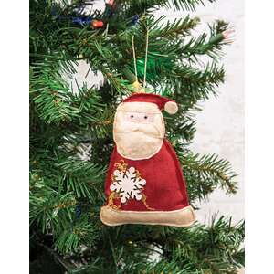 Fabric Santa with Snowflake Fabric Ornament