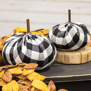 Black & White Buffalo Check Stuffed Pumpkin 5.5" CS38266;