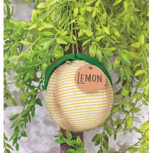 Striped Fabric Primitive Lemon Ornament