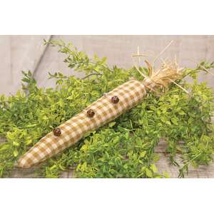 Tan & Cream Buffalo Check Fabric Carrot w/Rusty Jingle Bells