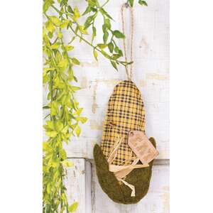 Primitive Fabric Corn Cob Ornament with "Eat" Tag