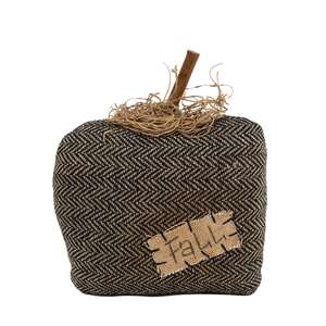 Stuffed Black & Tan Chevron Mossy Top Fall Pumpkin
