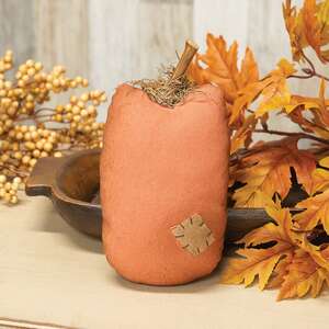 Stuffed Orange Mossy Top Patch Pumpkin - 8"H