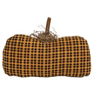 Stuffed Orange & Black Mini Check Long Primitive Pumpkin Sitter