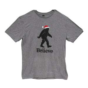 Believe Santa Bigfoot T-Shirt - Heather Graphite L181;