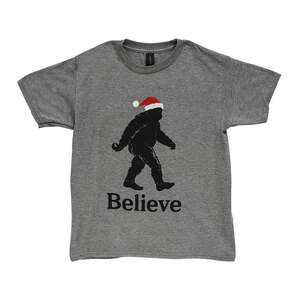 Believe Santa Bigfoot Youth T-Shirt - Heather Graphite L181Y;
