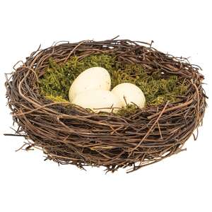 Vine & Moss Bird Nest w/Cream Eggs, 5.5" 18146;