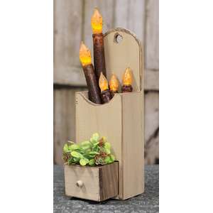 Distressed Ivory Candle Box w/Drawer