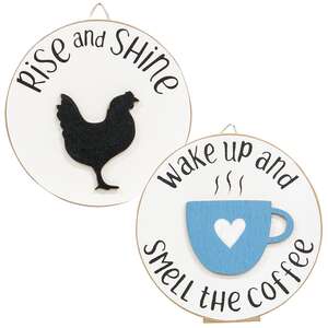 Rise and Shine Mini Round Easel Sign, 2 Asstd.