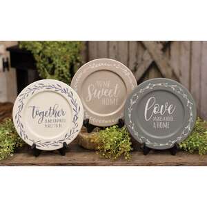 Home Sweet Home Floral Band Plates, 3 Asstd.
