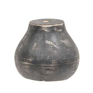 Distressed Black Wood Round Flower Holder