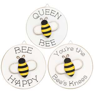 Queen Bee Mini Round Easel Sign, 3 Asstd.