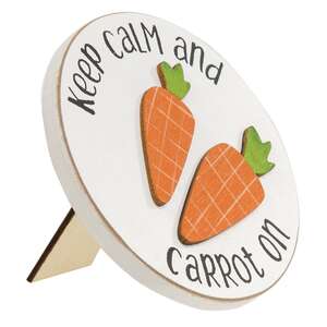 Keep Calm and Carrot On Mini Round Easel Sign, 2 Asstd.