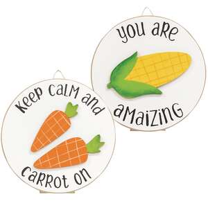 Keep Calm and Carrot On Mini Round Easel Sign, 2 Asstd.