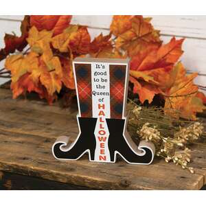 Queen of Halloween Witch Boots Shelf Sitter