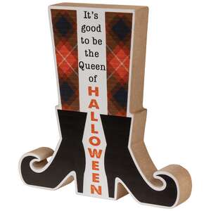 Queen of Halloween Witch Boots Shelf Sitter