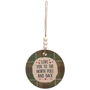 Love You to the North Pole and Back Beaded Ornament, 4 Asstd.