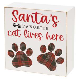 Santa's Favorite Cat Box Sign, 2 Asstd.