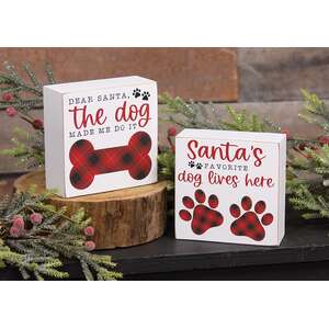 Santa's Favorite Dog Box Sign, 2 Asstd.