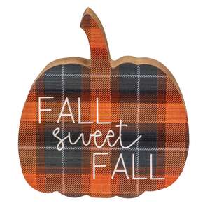 Fall Sweet Fall Plaid Pumpkin Chunky Sitter, 3 Asstd.