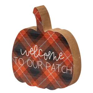 Fall Sweet Fall Plaid Pumpkin Chunky Sitter, 3 Asstd.