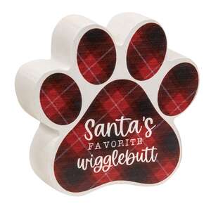 Dear Santa Plaid Pawprint Sitter, 4 Asstd.
