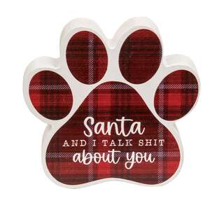 Dear Santa Plaid Pawprint Sitter, 4 Asstd.
