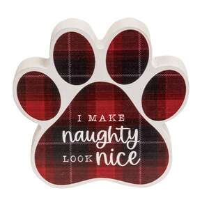 Dear Santa Plaid Pawprint Sitter, 4 Asstd.