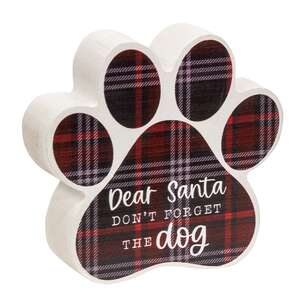 Dear Santa Plaid Pawprint Sitter, 4 Asstd.