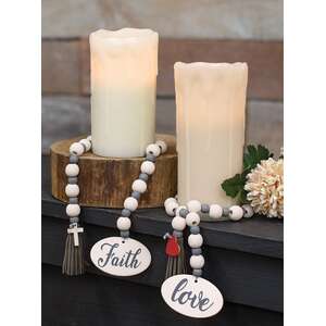 Faith or Love Beaded Garland With Cross Charm, 2 Asstd.